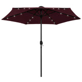 Vidaxl Parasol z LED osvetlitvijo aluminijastega droga 270 cm Bordeaux Red