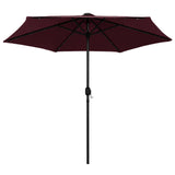 Vidaxl Parasol con polo in alluminio di illuminazione a LED 270 cm Bordeaux rosso