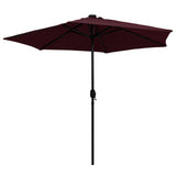 Vidaxl -Parasol mit LED -Beleuchtung Aluminiumpol 270 cm Bordeaux Rot