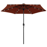 VidaXL Parasol met LED-verlichting en aluminium paal 270 cm terracotta