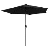 Parasol Vidaxl con iluminación LED y poste de aluminio de 270 cm negro