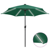 Vidaxl -Parasol mit LED -Beleuchtung und Aluminiumpol 300 cm Grün