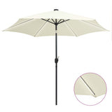 Vidaxl Parasol con illuminazione a LED e polo in alluminio 300 cm bianco sabbioso