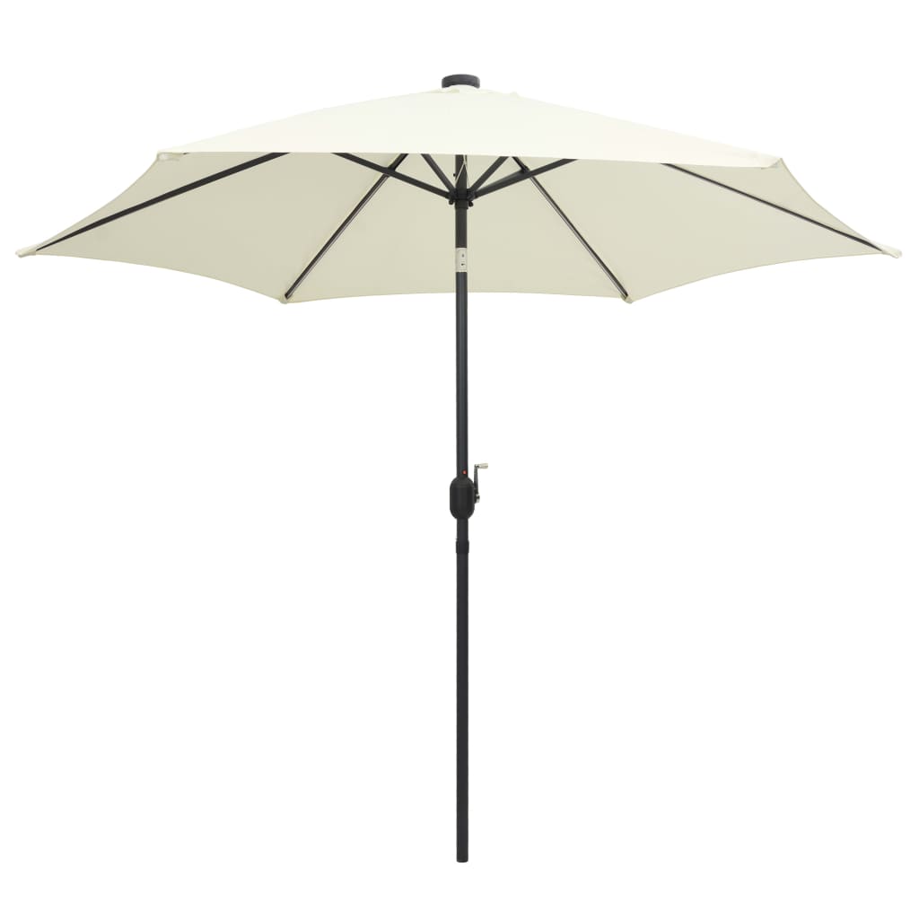 Vidaxl -Parasol mit LED -Beleuchtung und Aluminiumpol 300 cm Sandy White