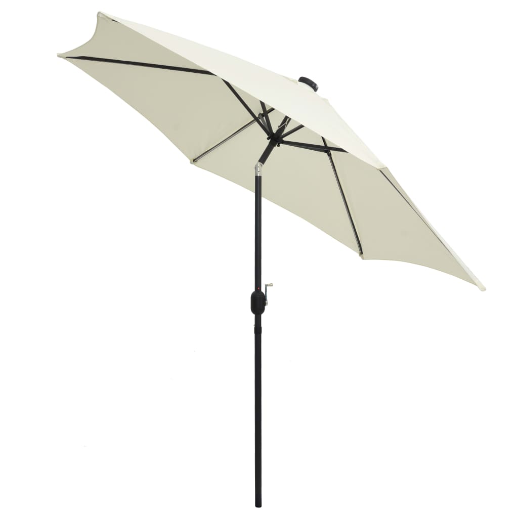 Vidaxl -Parasol mit LED -Beleuchtung und Aluminiumpol 300 cm Sandy White