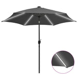 Vidaxl Parasol with LED lighting and aluminum pole 300 cm anthracite