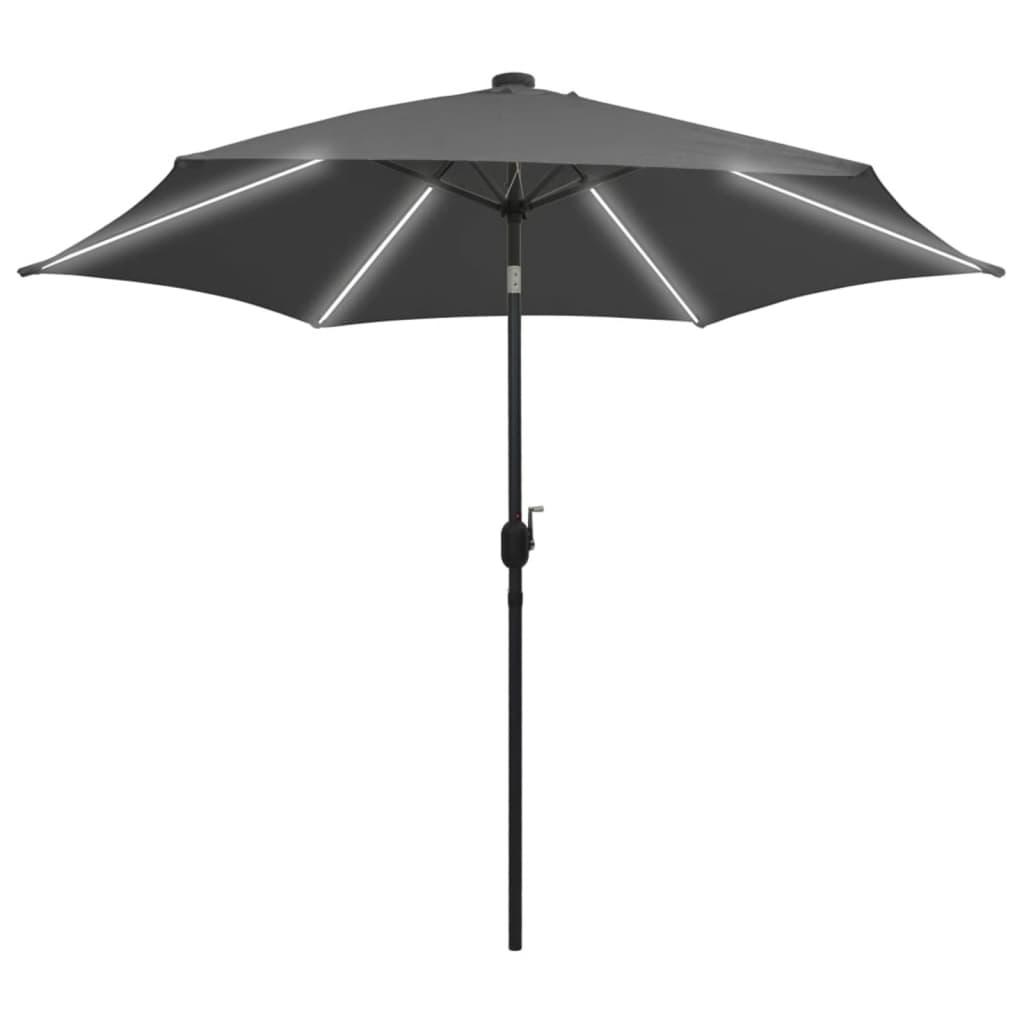 Vidaxl -Parasol mit LED -Beleuchtung und Aluminiumpol 300 cm Anthrazit