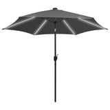 Parasol Vidaxl con iluminación LED y polo de aluminio de 300 cm de antracita