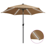 Vidaxl -Parasol mit LED -Beleuchtung und Aluminiumpol 300 cm Taupe