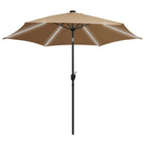 Vidaxl Parasol con illuminazione a LED e polo in alluminio 300 cm taupe