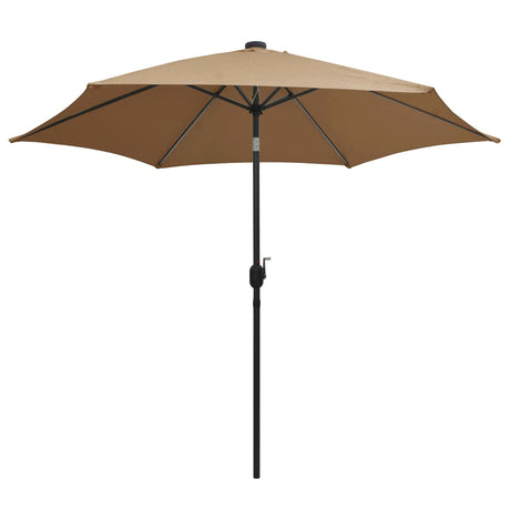 Vidaxl parasol met led-verlichting en aluminium paal 300 cm taupe