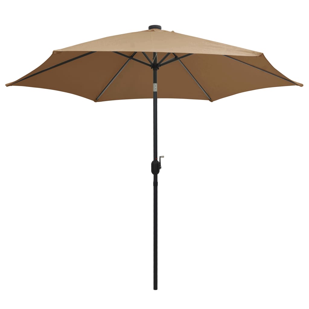 Vidaxl -Parasol mit LED -Beleuchtung und Aluminiumpol 300 cm Taupe