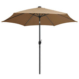 Vidaxl -Parasol mit LED -Beleuchtung und Aluminiumpol 300 cm Taupe