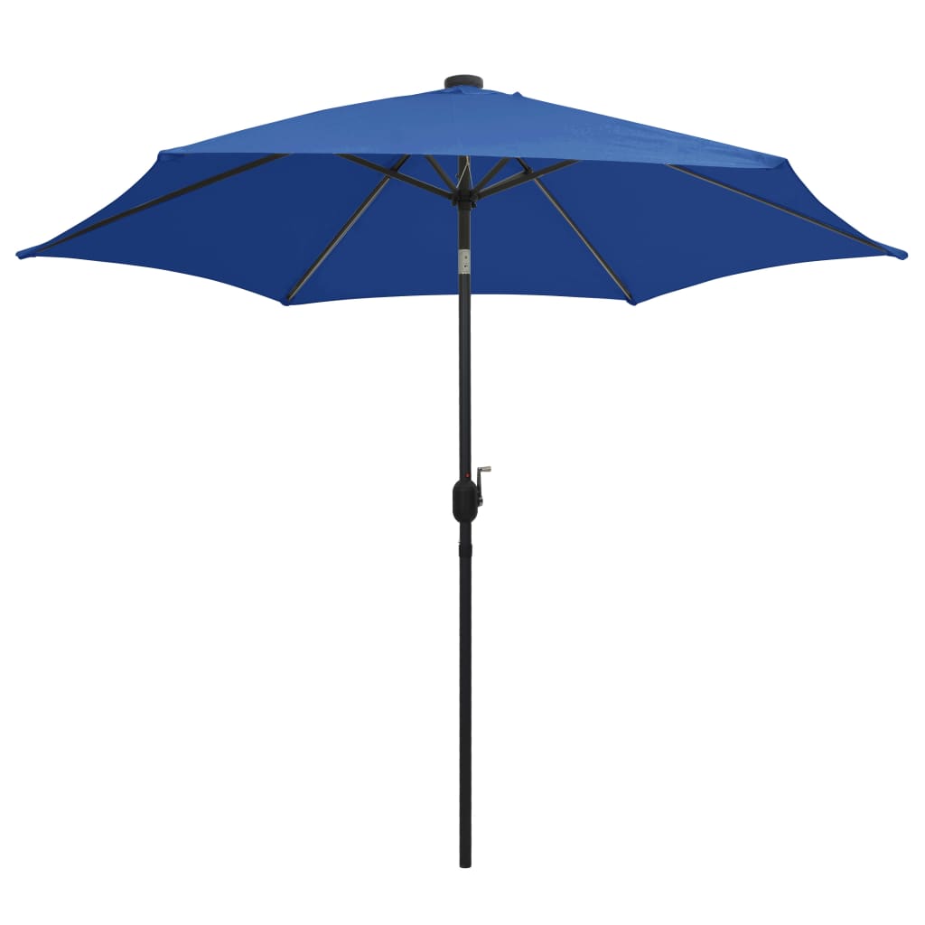 Vidaxl Parasol con illuminazione a LED e polo in alluminio 300 cm blu azzurro