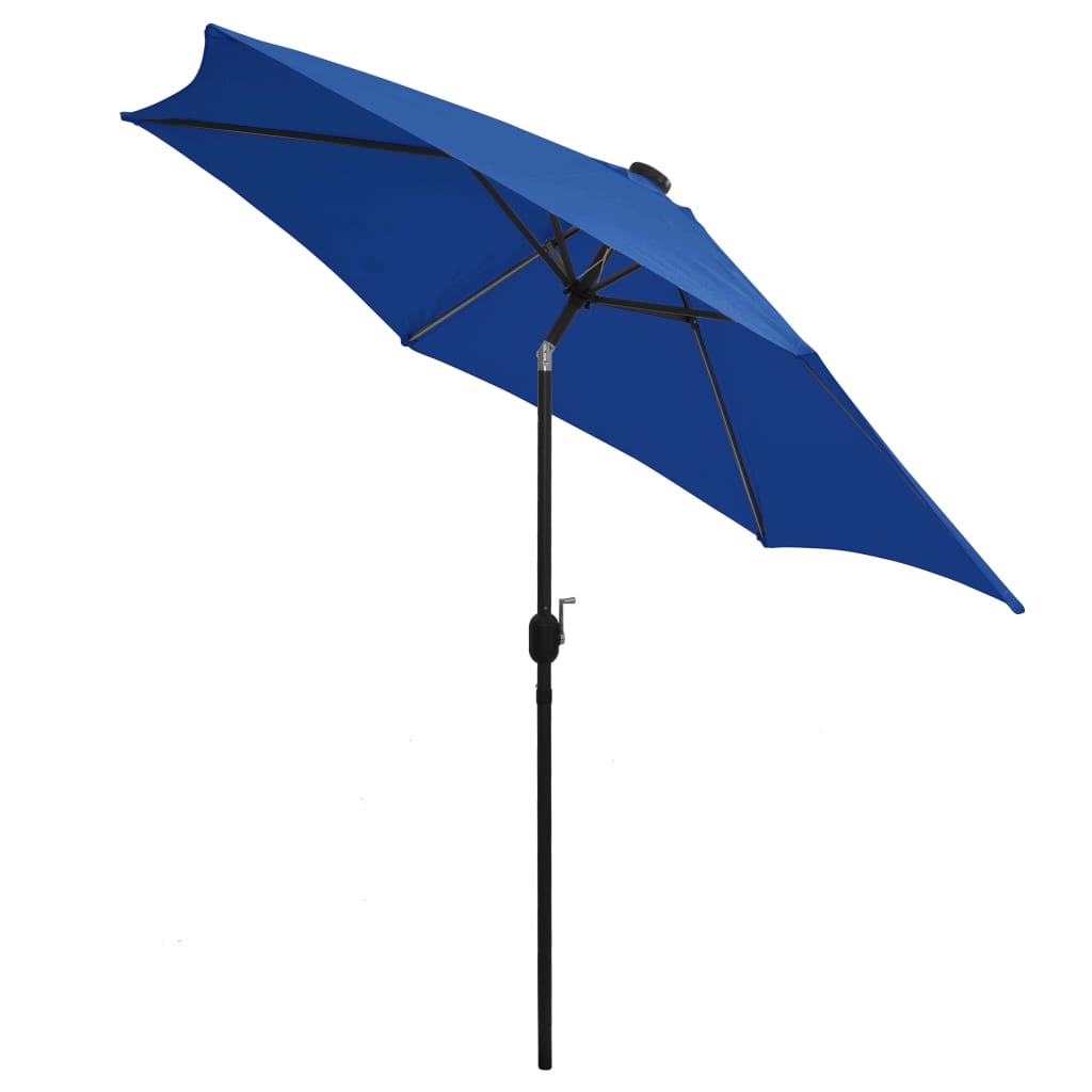 Vidaxl -parasol med LED -belysning og aluminiumstang 300 cm Azure Blue