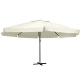 Vidaxl Parasol z aluminijastim drogom 600 cm peska bela