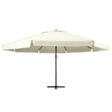 Vidaxl Parasol z aluminijastim drogom 600 cm peska bela