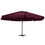 Vidaxl Parasol z aluminijastim drogom 600 cm Bordeaux Red