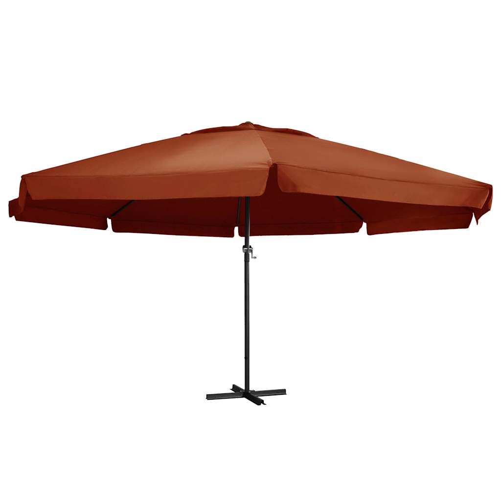 Vidaxl Parasol z aluminijastim drogom 600 cm terakota -cororored