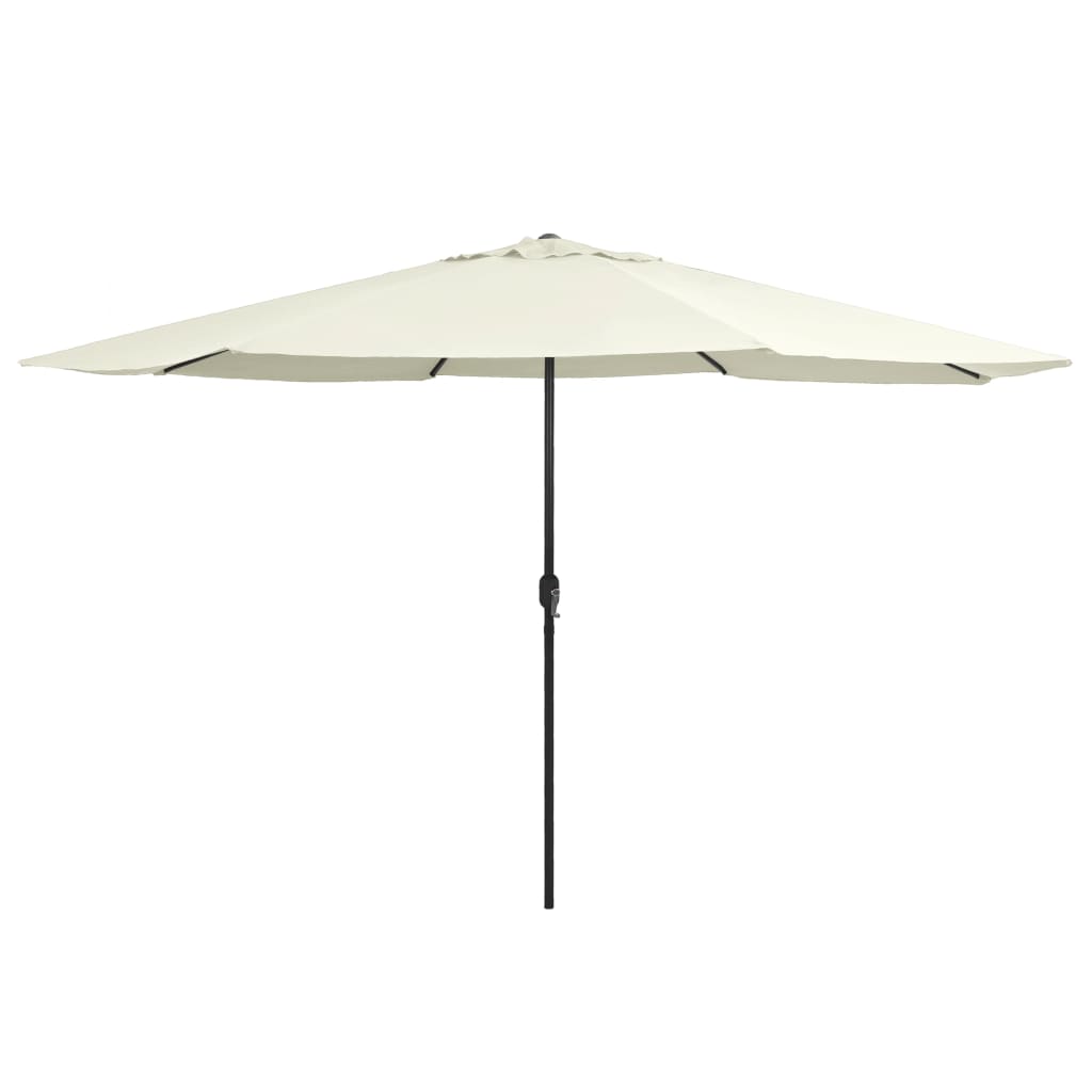 Vidaxl Parasol z metalowym biegunem 390 cm piaskowym białym