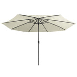 Vidaxl Parasol s kovinskim drogom 390 cm peska bela