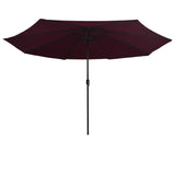 Vidaxl Parasol con polo metallico 390 cm Bordeaux rosso