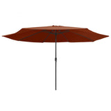 Vidaxl Parasol med metallstång 390 cm terrakotta -färgad