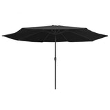 Vidaxl -parasol med metallstang 390 cm svart