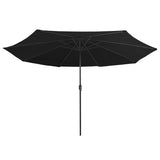 Vidaxl -parasol med metallstang 390 cm svart