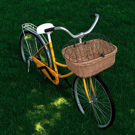 Vidaxl fietsstuurmand met deksel 50x45x35 cm natuurlijk wilgen