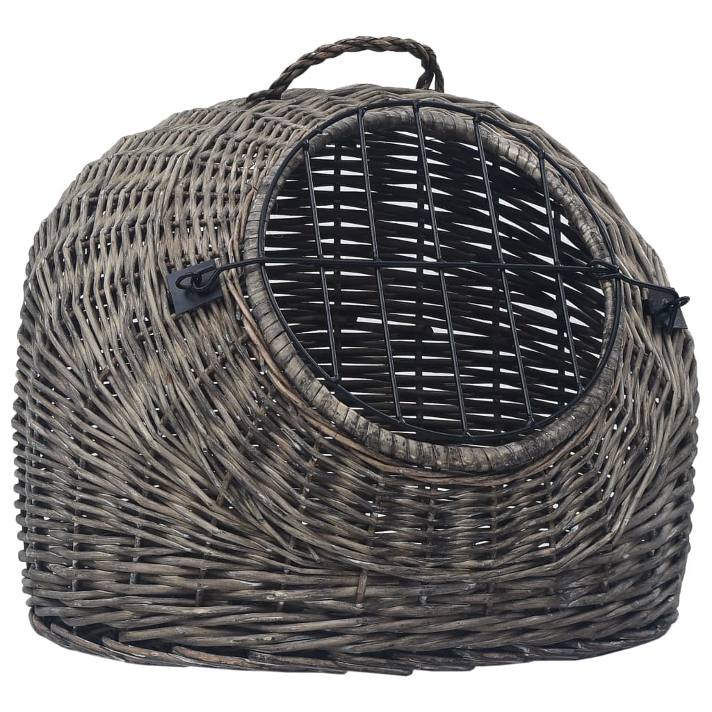 VIDAXL -Katzenträger 60x45x45 cm Natural Willow Wood Grey