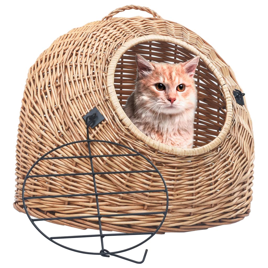 Vidaxl Cat Carrier 45x35x35 cm de madera de sauce natural