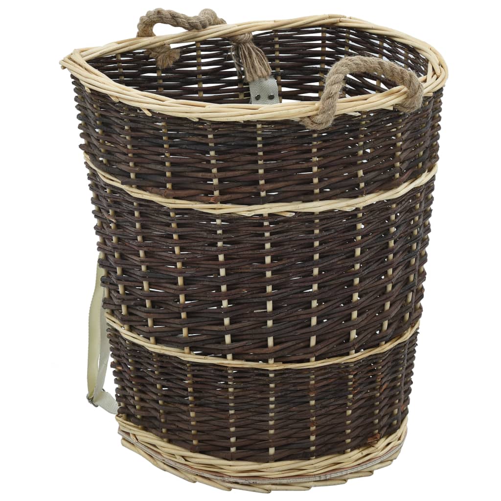 Panier en bois Vidaxl avec sangles de transport 44.5x37x50 cm Bois de saule naturel