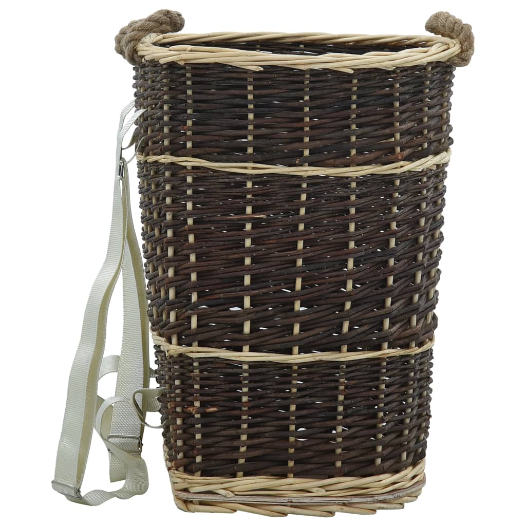 Vidaxl Wood Basket z paskami do przenoszenia 44,5x37x50 cm naturalne drewno wierzby