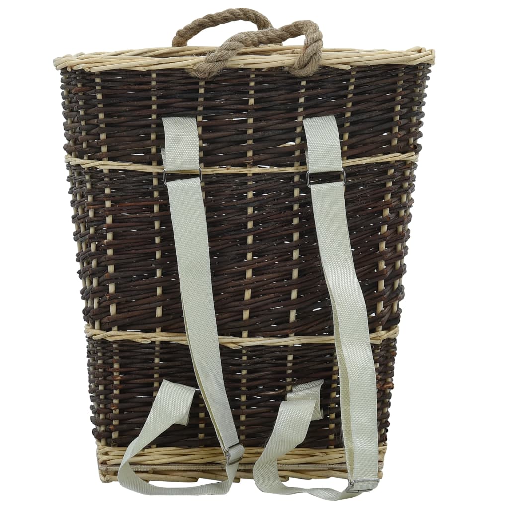 Panier en bois Vidaxl avec sangles de transport 44.5x37x50 cm Bois de saule naturel