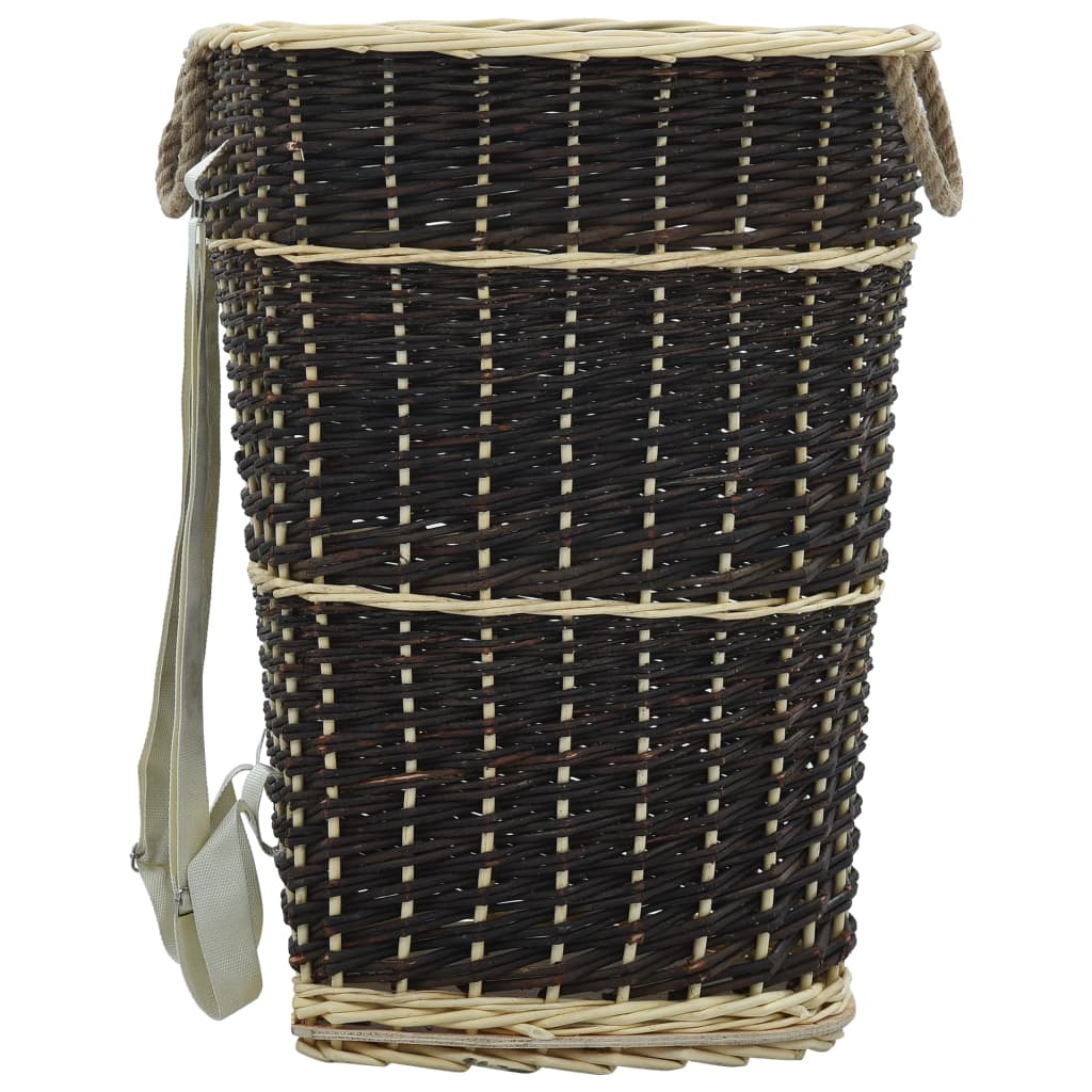 Vidaxl Wood basket with carrier straps 57x51x69 cm Natural willow wood