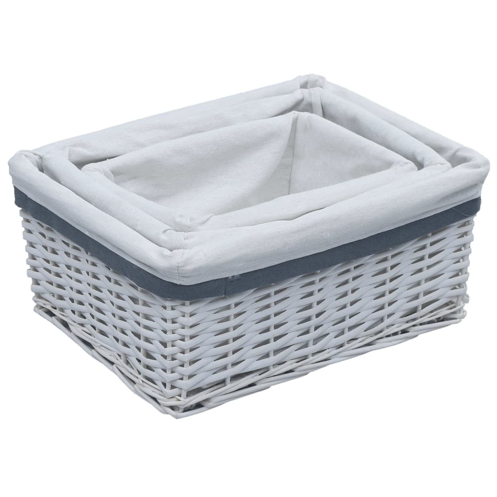 Vidaxl 3-delni košarist Set Stackable Willow White