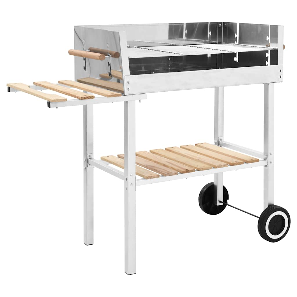 Vidaxl Trolleybarbecue with 2 shelves charcoal XXL stainless steel