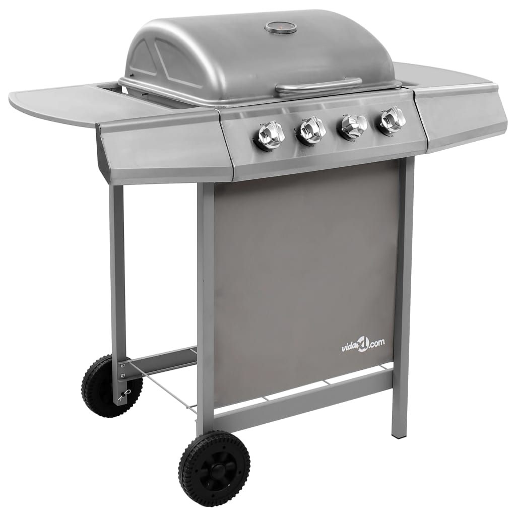 Vidaxl gas barbecue with 4 burners silver colored