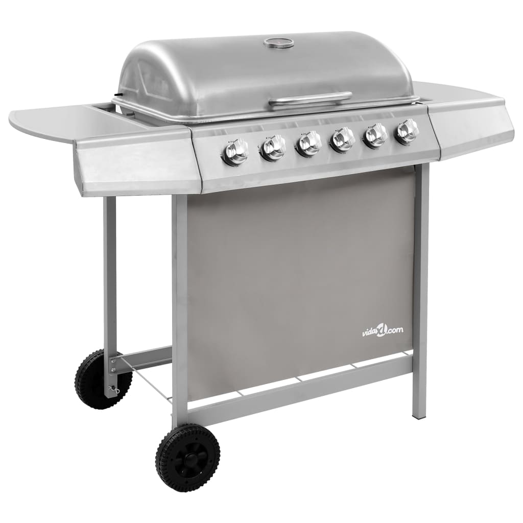 Vidaxl Gasgrill mit 6 Brennern Silberfarbe