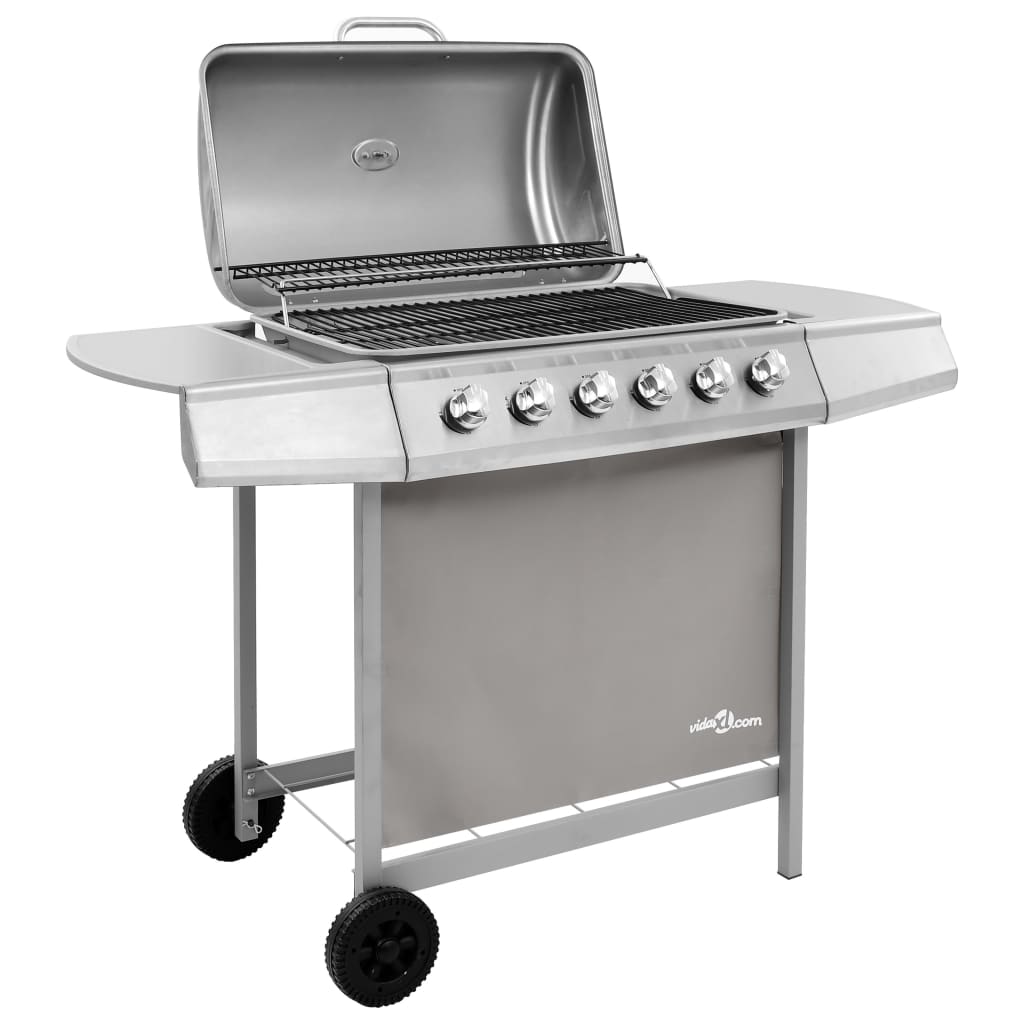 Vidaxl gas barbecue with 6 burners silver colored