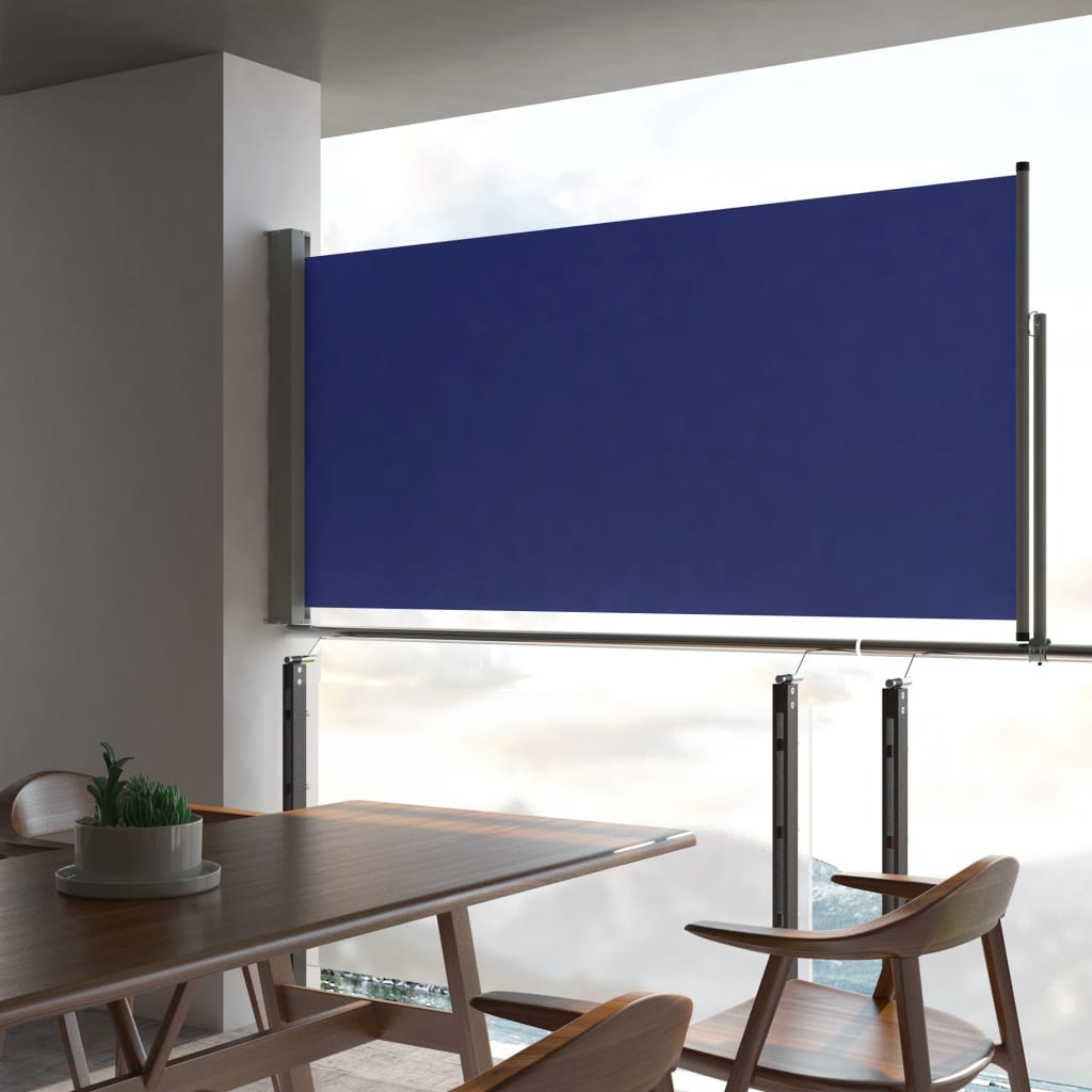 Pantalla de jardín Vidaxl extensible de 120x300 cm azul