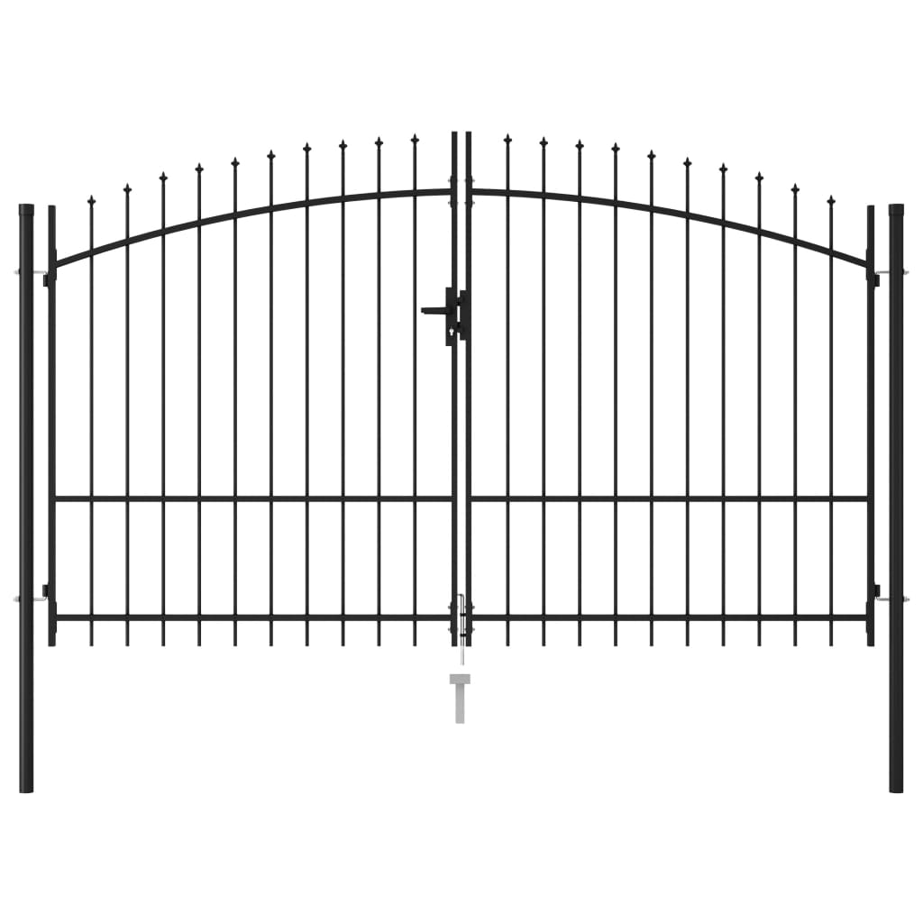 Vidaxl port with pointed top double 3x1.75 m steel black