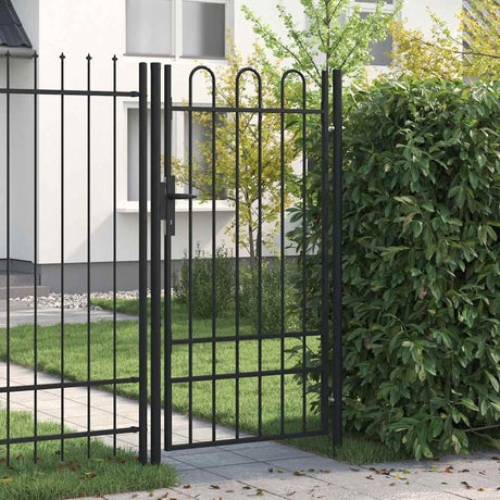Vidaxl hekpoort boxtel enkele deur gebogen bovenzijde 1x1,75 m zwart