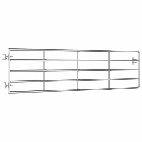 Vidaxl poort met 5 stangen (115-300)x90 cm staal zilverkleurig