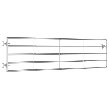 Vidaxl poort met 5 stangen (115-300)x90 cm staal zilverkleurig