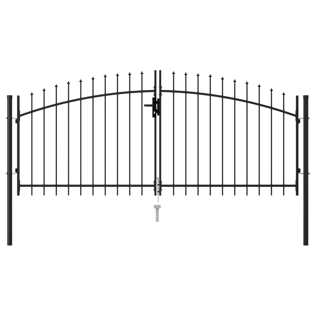 Vidaxl port with pointed top double 3x1.25 m steel black