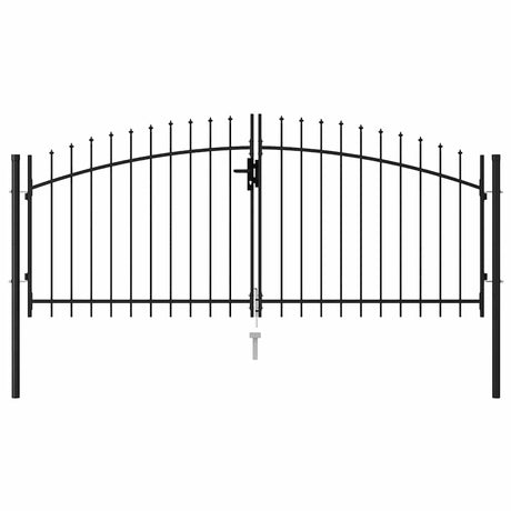 Vidaxl poort met puntige bovenkant dubbel 3x1,25 m staal zwart