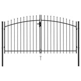 Vidaxl poort met puntige bovenkant dubbel 3x1,5 m staal zwart