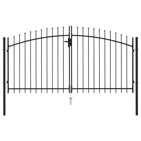 Vidaxl poort met puntige bovenkant dubbel 3x1,5 m staal zwart